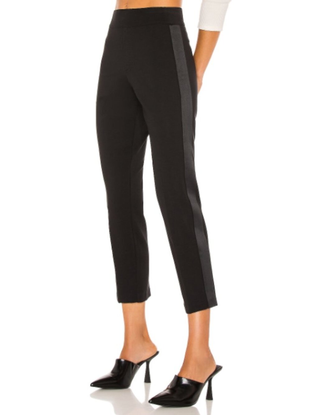 SPANX Perfect Black Pant Black & Satin Trim Women's 1X Cropped Sleek 20287R